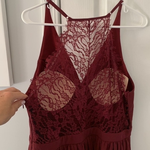 Lulus love spell lace‎ back maxi dress size XL maroon party wedding bridesmaids - Picture 16 of 17